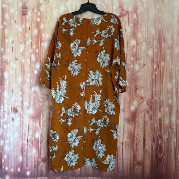 Unbranded Mustard Floral Print Open Front Kimono Top Size S/M - Picture 6 of 8